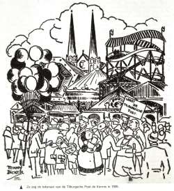 Stichting Kermis Cultuur: Prent Tilburg - 1935 1935, Kermis, Tilburg, Tilburgse kermis